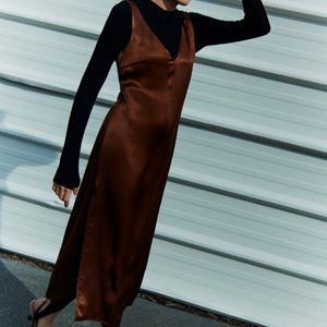 Zara brown slip dress